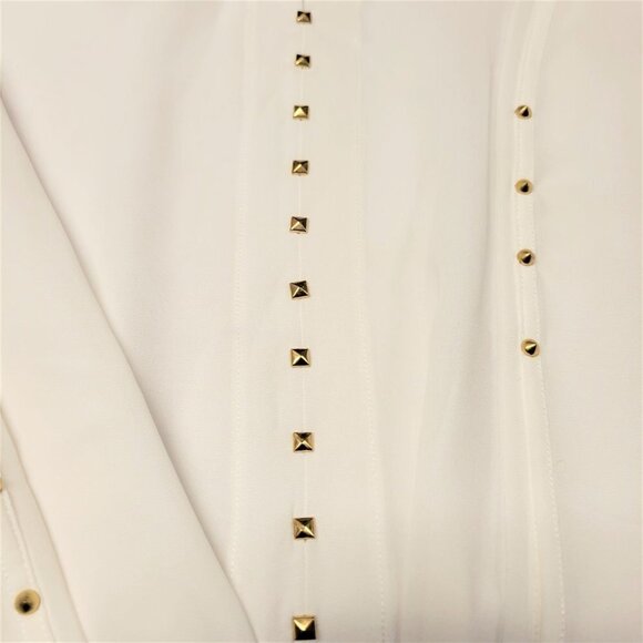 Vex White Long Sleeve Blouse Top with Gold Buttons- Various Sizes- NWT - Picture 6 of 10